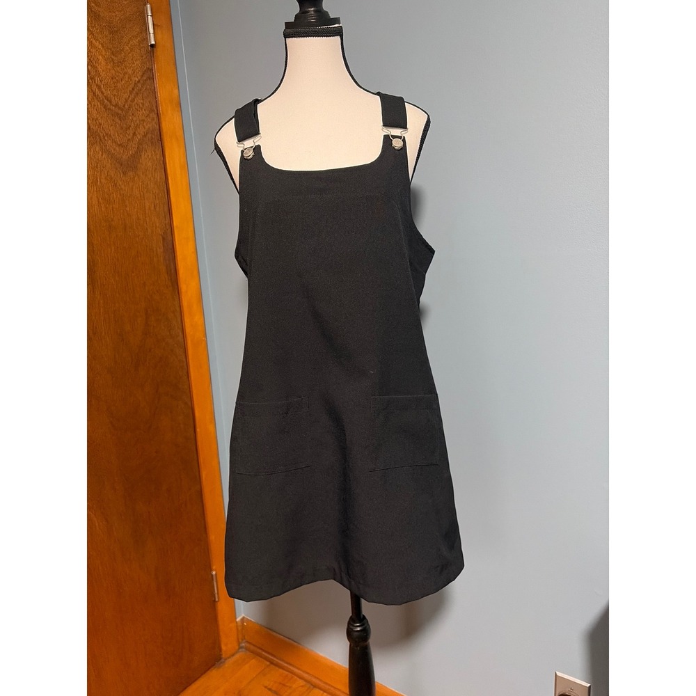 Vintage Blue Black Jumper Dress Womens 11/12 Pinafore Racerback Mini Made in USA